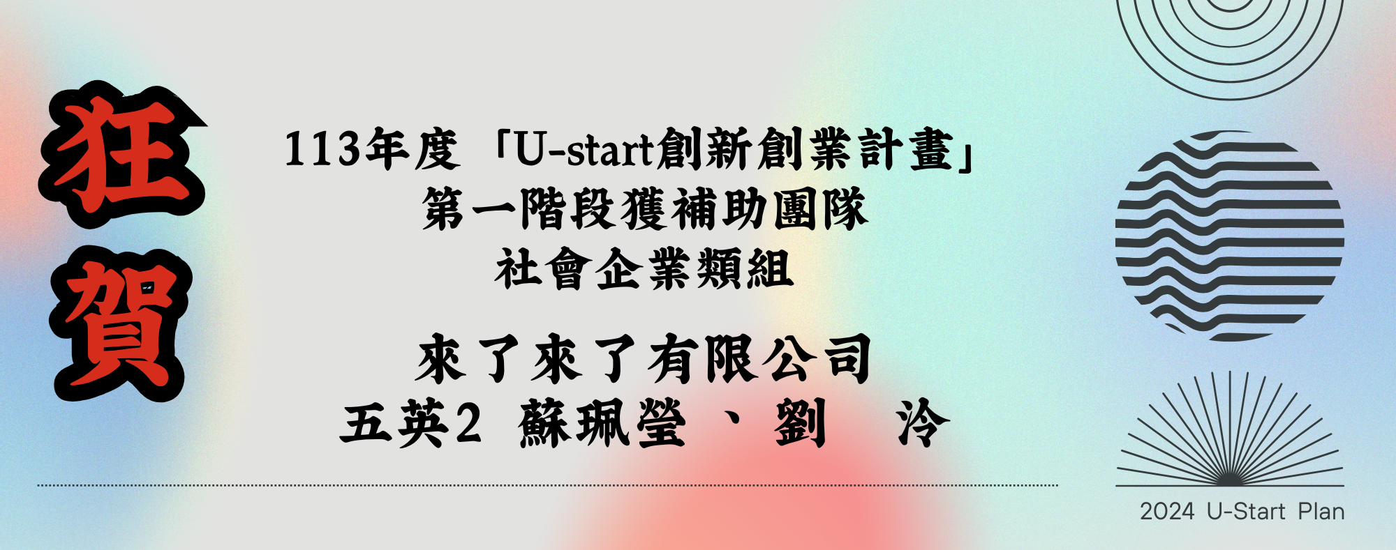 113年度「U-start創新創業計畫」第一階段獲補助團隊